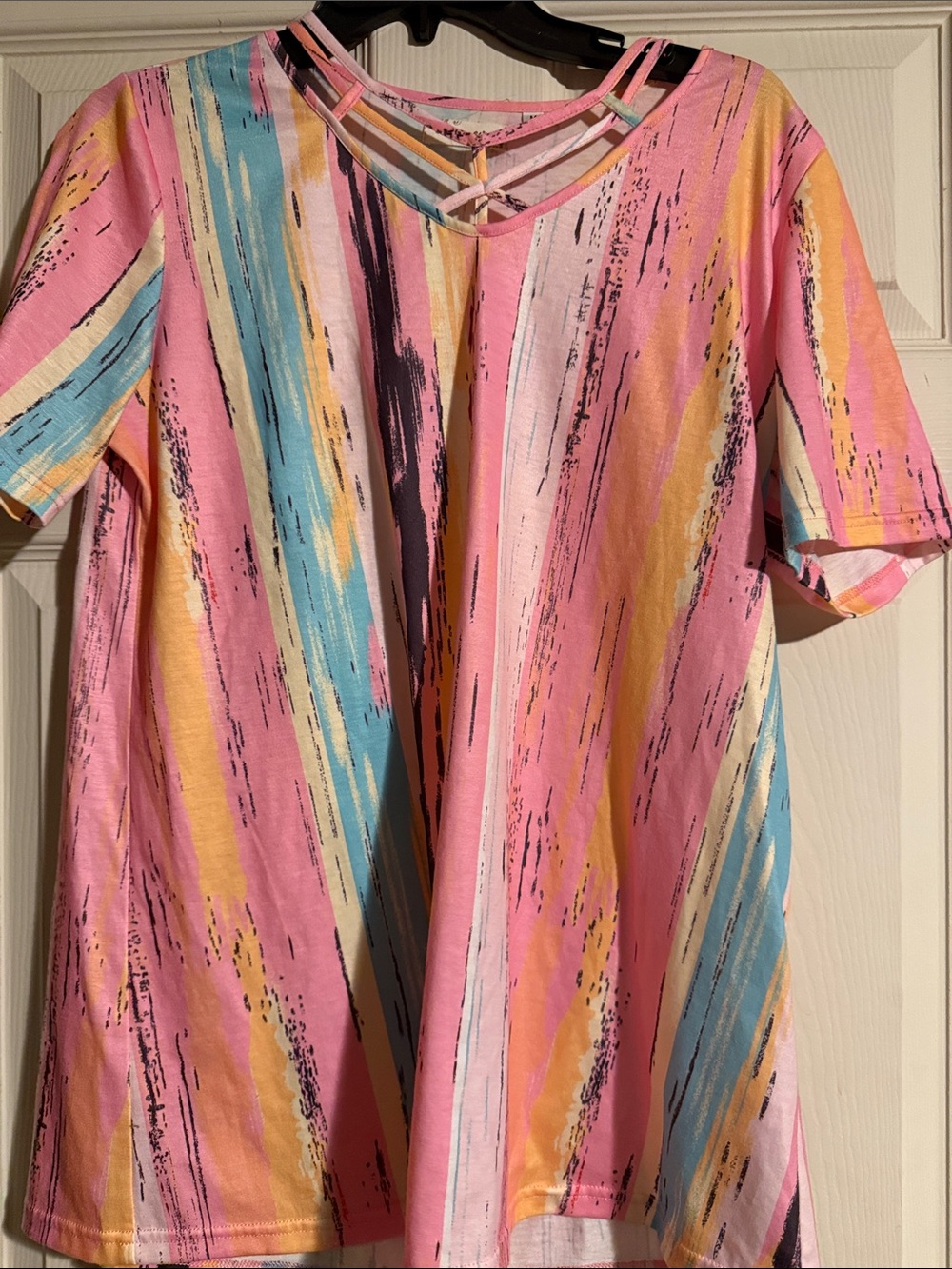 Women’s Striped Crisscross Neck Top